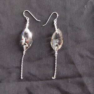 Swarovski Long Drop Chain Smoky Crystal Earrings